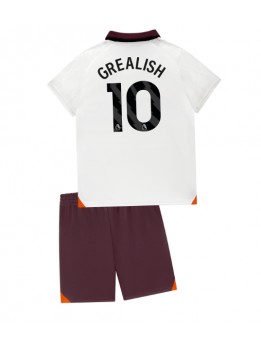 Otroški Nogometna dresi replika Manchester City Jack Grealish #10 Gostujoči 2023-24 Kratek rokav (+ hlače)